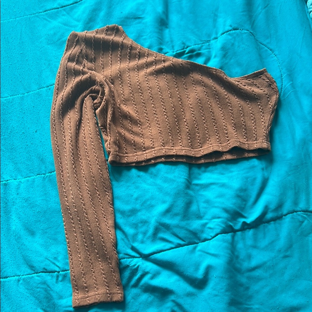 SHEIN Tan One-Shoulder Knit Top